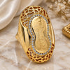 Oro Laminado Multi Stone Ring, Gold Filled Style Flower Design, with White Crystal, Polished, Golden Finish, 01.241.0007.07 (Size 7)