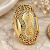 Oro Laminado Multi Stone Ring, Gold Filled Style Flower Design, with White Crystal, Polished, Golden Finish, 01.241.0007.08 (Size 8)