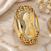 Oro Laminado Multi Stone Ring, Gold Filled Style Flower Design, with White Crystal, Polished, Golden Finish, 01.241.0007.09 (Size 9)