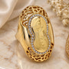 Oro Laminado Multi Stone Ring, Gold Filled Style Flower Design, with White Crystal, Polished, Golden Finish, 01.241.0007.10 (Size 10)