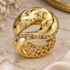 Oro Laminado Multi Stone Ring, Gold Filled Style with White Crystal, Polished, Golden Finish, 01.241.0008.08 (Size 8)