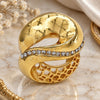 Oro Laminado Multi Stone Ring, Gold Filled Style with White Crystal, Polished, Golden Finish, 01.241.0008.09 (Size 9)