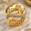 Oro Laminado Multi Stone Ring, Gold Filled Style with White Crystal, Polished, Golden Finish, 01.241.0008.10 (Size 10)