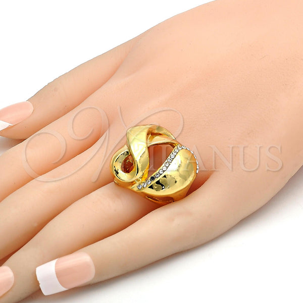 Gold Filled Ring — Multi Stone Ring Greek Key Design with White — alternate product view — SKU 106507 | Oro Laminado anillo — Multi Stone Ring Greek Key diseño with blanco — SKU 106507