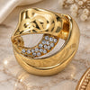 Oro Laminado Multi Stone Ring, Gold Filled Style with White Crystal, Polished, Golden Finish, 01.241.0010.09 (Size 9)