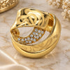 Oro Laminado Multi Stone Ring, Gold Filled Style with White Crystal, Polished, Golden Finish, 01.241.0010.10 (Size 10)