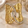Oro Laminado Multi Stone Ring, Gold Filled Style with White Crystal, Polished, Golden Finish, 01.241.0011.08 (Size 8)