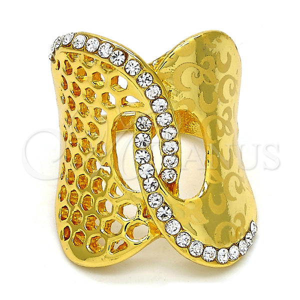Gold Filled Ring — Multi Stone Ring with White Crystal Polished 01. — main product view — SKU 106516 | Oro Laminado anillo — Multi Stone Ring with cristal blanco pulido 01. — SKU 106516