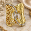 Oro Laminado Multi Stone Ring, Gold Filled Style with White Crystal, Polished, Golden Finish, 01.241.0011.09 (Size 9)
