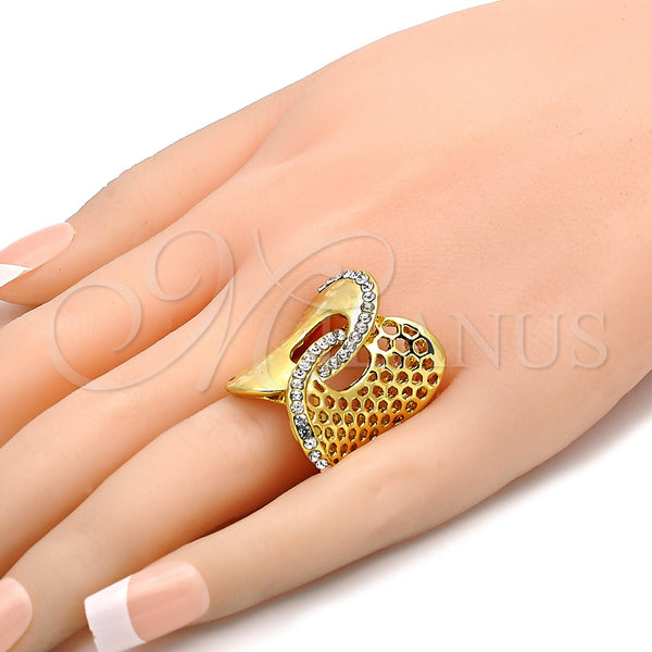 Gold Filled Ring — Multi Stone Ring with White Crystal Polished 01. — alternate product view — SKU 106518 | Oro Laminado anillo — Multi Stone Ring with cristal blanco pulido 01. — SKU 106518