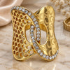 Oro Laminado Multi Stone Ring, Gold Filled Style with White Crystal, Polished, Golden Finish, 01.241.0011.10 (Size 10)