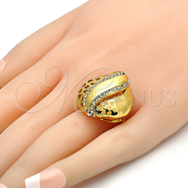 Gold Filled Ring — Multi Stone Ring Greek Key and Heart Design — alternate product view — SKU 106521 | Oro Laminado anillo — Multi Stone Ring Greek Key and corazón diseño — SKU 106521