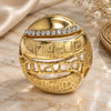 Oro Laminado Multi Stone Ring, Gold Filled Style Greek Key Design, with White Crystal, Polished, Golden Finish, 01.241.0013.08 (Size 8)