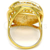 Oro Laminado Multi Stone Ring, Gold Filled Style Greek Key Design, with White Crystal, Polished, Golden Finish, 01.241.0013.10 (Size 10)