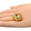 Oro Laminado Multi Stone Ring, Gold Filled Style with White Crystal, Polished, Golden Finish, 01.241.0014.07 (Size 7)