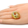 Oro Laminado Multi Stone Ring, Gold Filled Style with White Crystal, Polished, Golden Finish, 01.241.0014.08 (Size 8)