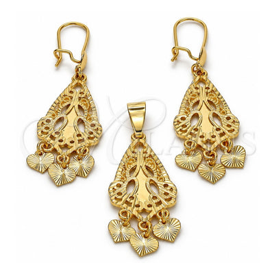 Juego de Aretes y Dije de Oro Laminado 10.170.0012 por Mayoreo, vista principal del producto