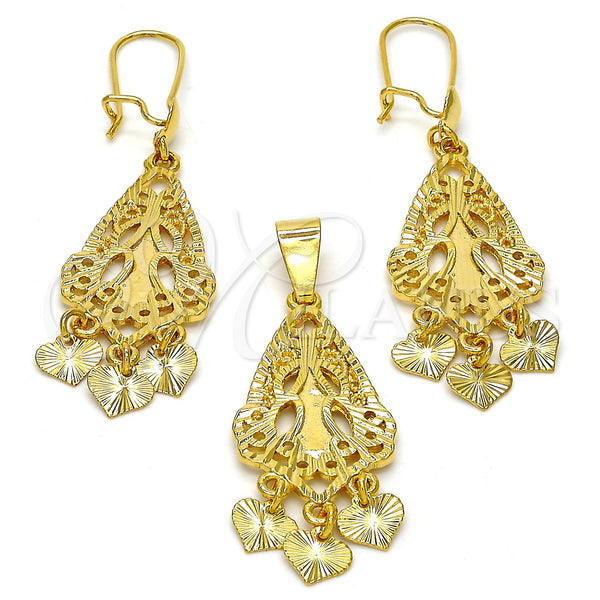 Gold Filled Ring — Earring and Pendant Adult Set Heart Design Diamond — main product view — SKU 106551 | Oro Laminado anillo — Earring and Pendant Adult Set corazón diseño Diamond — SKU 106551
