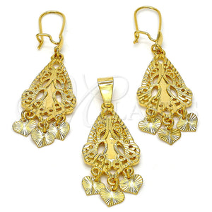 Gold Filled Ring — Earring and Pendant Adult Set Heart Design Diamond — main product view — SKU 106551 | Oro Laminado anillo — Earring and Pendant Adult Set corazón diseño Diamond — SKU 106551