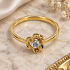 Oro Laminado Multi Stone Ring, Gold Filled Style Flower Design, with White Cubic Zirconia, Polished, Golden Finish, 01.155.0047.09 (Size 9)