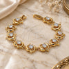 Oro Laminado Fancy Bracelet, Gold Filled Style Dolphin Design, with White Cubic Zirconia, Polished, Golden Finish, 5.030.001.1.08 (04 MM Thickness, 8 Inches Length)