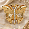 Oro Laminado Multi Stone Ring, Gold Filled Style Butterfly Design, with White Crystal, Polished, Golden Finish, 01.241.0017.08 (Size 8)