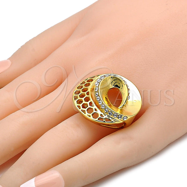 Gold Filled Ring — Multi Stone Ring Spiral Design with White Crystal — alternate product view — SKU 106615 | Oro Laminado anillo — Multi Stone Ring Spiral diseño with cristal blanco — SKU 106615