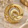 Oro Laminado Multi Stone Ring, Gold Filled Style Spiral Design, with White Crystal, Polished, Golden Finish, 01.241.0018.09 (Size 9)