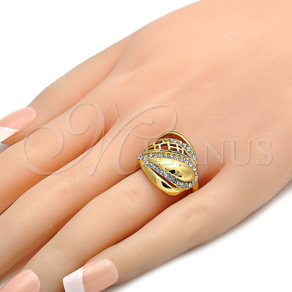 Gold Filled Ring — Multi Stone Ring with White Crystal Polished 01. — alternate product view — SKU 106622 | Oro Laminado anillo — Multi Stone Ring with cristal blanco pulido 01. — SKU 106622
