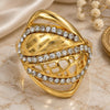 Oro Laminado Multi Stone Ring, Gold Filled Style with White Crystal, Polished, Golden Finish, 01.241.0020.10 (Size 10)