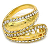 Oro Laminado Multi Stone Ring, Gold Filled Style with White Crystal, Polished, Golden Finish, 01.241.0022.09 (Size 9)