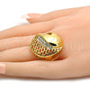 Oro Laminado Multi Stone Ring, Gold Filled Style with White Crystal, Polished, Golden Finish, 01.241.0021.07 (Size 7)