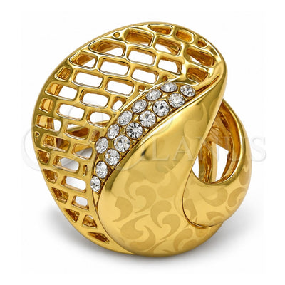 Oro Laminado Multi Stone Ring, Gold Filled Style with White Crystal, Polished, Golden Finish, 01.241.0021.09 (Size 9)