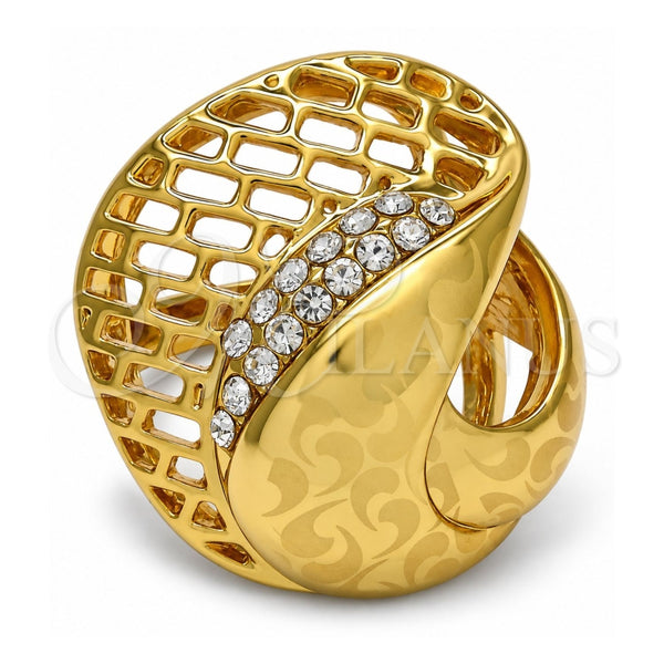 Oro Laminado Multi Stone Ring, Gold Filled Style with White Crystal, Polished, Golden Finish, 01.241.0021.09 (Size 9)