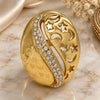 Oro Laminado Multi Stone Ring, Gold Filled Style Star and Moon Design, with White Crystal, Polished, Golden Finish, 01.241.0023.08 (Size 8)