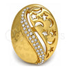 Oro Laminado Multi Stone Ring, Gold Filled Style Star and Moon Design, with White Crystal, Polished, Golden Finish, 01.241.0023.09 (Size 9)