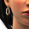 Oro Laminado Small Hoop, Gold Filled Style Hollow Design, Diamond Cutting Finish, Tricolor, 5.139.003.1.30
