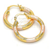 Oro Laminado Small Hoop, Gold Filled Style Hollow Design, Diamond Cutting Finish, Tricolor, 5.139.003.1.30