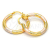 Oro Laminado Small Hoop, Gold Filled Style Hollow Design, Diamond Cutting Finish, Tricolor, 5.139.003.1.30
