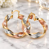 Oro Laminado Medium Hoop, Gold Filled Style Diamond Cutting Finish, Tricolor, 5.148.002.45
