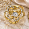 Oro Laminado Multi Stone Ring, Gold Filled Style Flower Design, with White Crystal, Polished, Golden Finish, 01.241.0025.07 (Size 7)