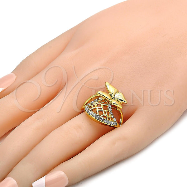 Gold Filled Ring — Multi Stone Ring Butterfly Design with White Crystal — alternate product view — SKU 106657 | Oro Laminado anillo — Multi Stone Ring Butterfly diseño with cristal blanco — SKU 106657