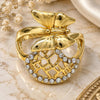 Oro Laminado Multi Stone Ring, Gold Filled Style Butterfly Design, with White Crystal, Polished, Golden Finish, 01.241.0026.08 (Size 8)