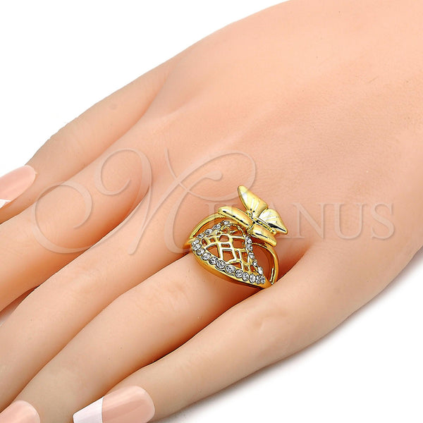 Gold Filled Ring — Multi Stone Ring Butterfly Design with White Crystal — alternate product view — SKU 106659 | Oro Laminado anillo — Multi Stone Ring Butterfly diseño with cristal blanco — SKU 106659