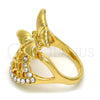 Oro Laminado Multi Stone Ring, Gold Filled Style Butterfly Design, with White Crystal, Polished, Golden Finish, 01.241.0026.10 (Size 10)