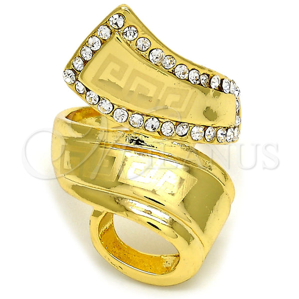 Gold Filled Ring — Multi Stone Ring Greek Key Design with White — main product view — SKU 106667 | Oro Laminado anillo — Multi Stone Ring Greek Key diseño with blanco — SKU 106667