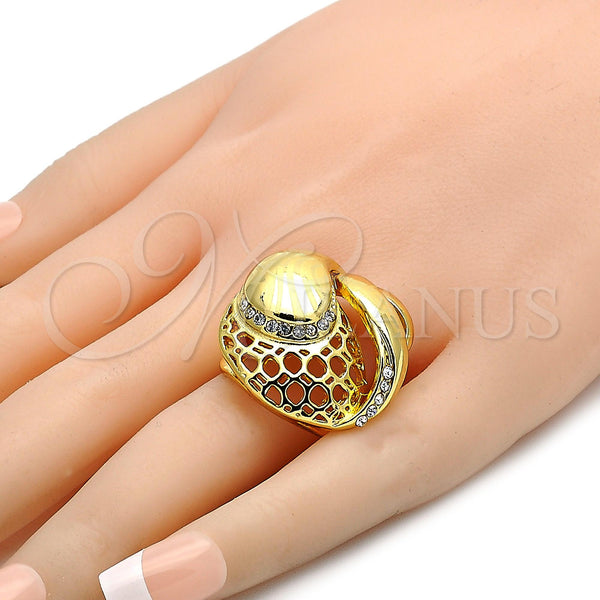 Gold Filled Ring — Multi Stone Ring Greek Key Design with White — alternate product view — SKU 106669 | Oro Laminado anillo — Multi Stone Ring Greek Key diseño with blanco — SKU 106669
