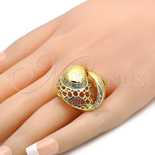 Gold Filled Ring — Multi Stone Ring Greek Key Design with White — alternate product view — SKU 106671 | Oro Laminado anillo — Multi Stone Ring Greek Key diseño with blanco — SKU 106671