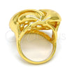 Oro Laminado Multi Stone Ring, Gold Filled Style Greek Key Design, with White Crystal, Polished, Golden Finish, 01.241.0029.09 (Size 9)