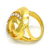 Oro Laminado Multi Stone Ring, Gold Filled Style Greek Key Design, with White Crystal, Polished, Golden Finish, 01.241.0030.07 (Size 7)